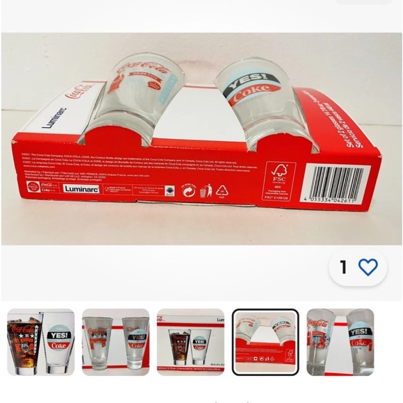 Coca-Cola Glass with Red, White, and Blue Design 2 pack - Picture 5 of 12